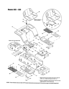 Seat Assembly Diagram and Parts List for  Bolens Lawn Tractor