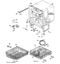 Part Location Diagram of WD28X10284 GE Dishwasher Lower Dish rack with Wheels