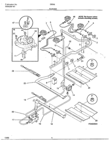 Burner Diagram and Parts List for  Frigidaire Range